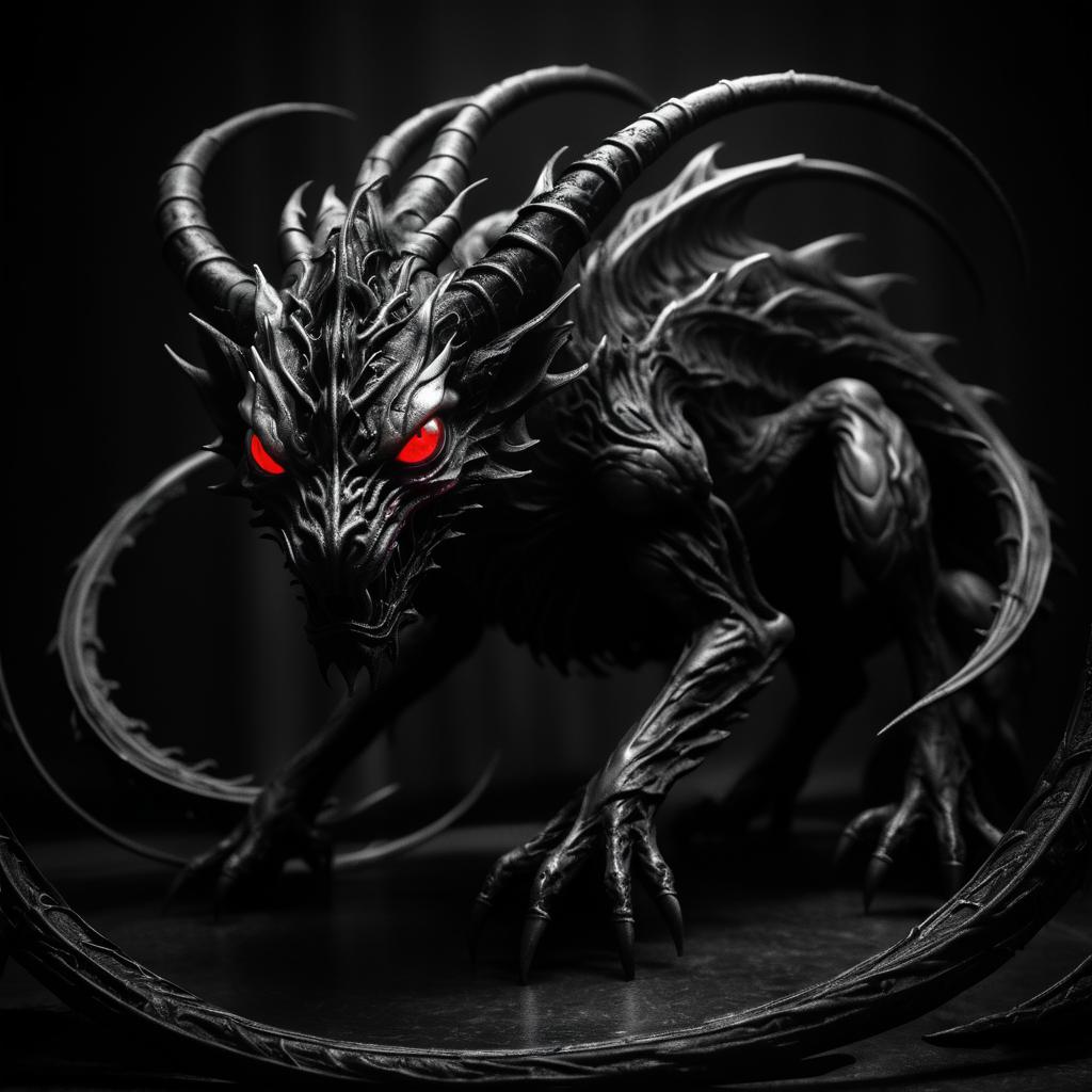 Haunting Black-and-White Chimera Art