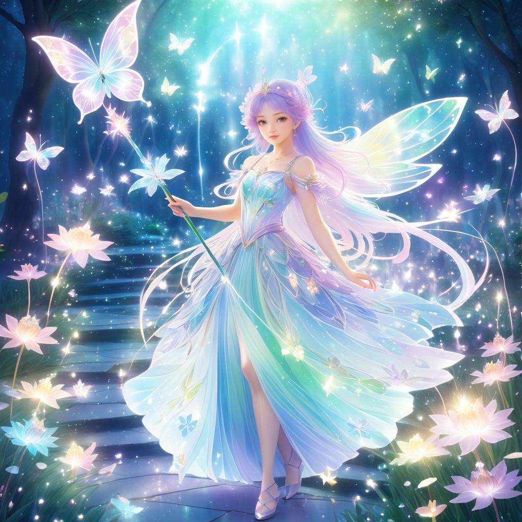 Whimsical Fairy Warrior in Serene Garden