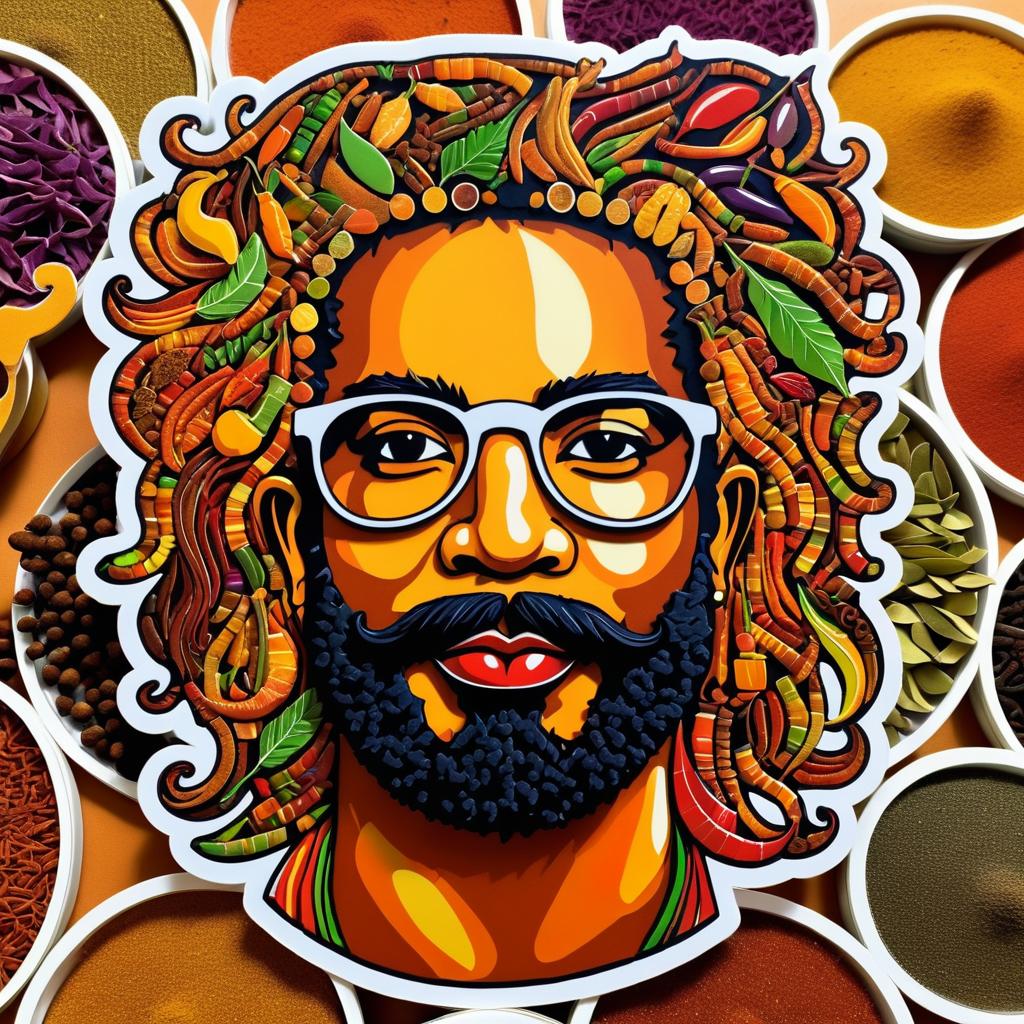 Vibrant Spice Artist Portrait Sticker Design