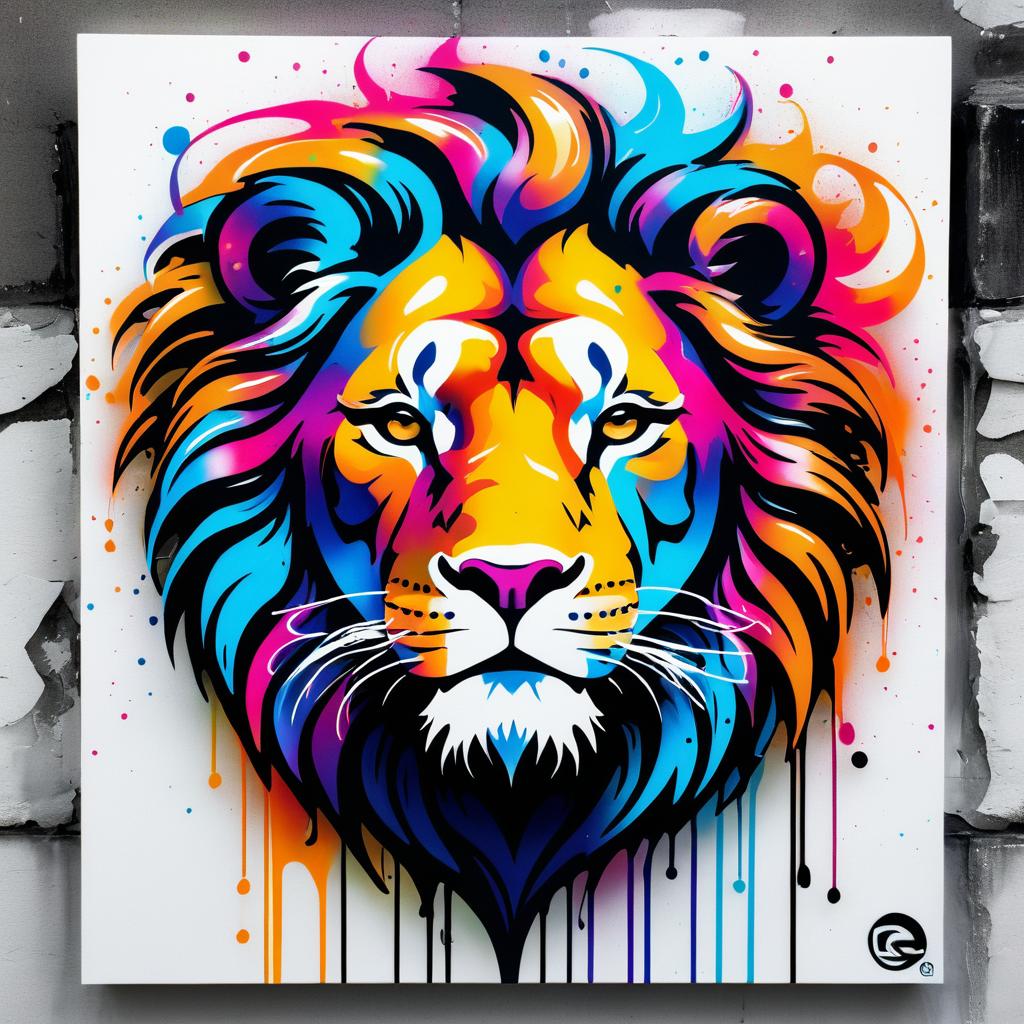 Vibrant Lion Siren Graffiti Artwork