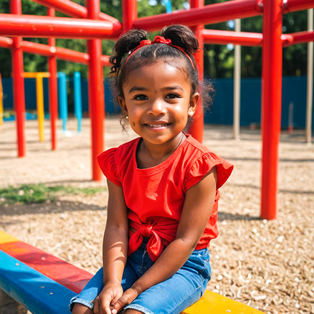 Playful Child in a Colorful Playground