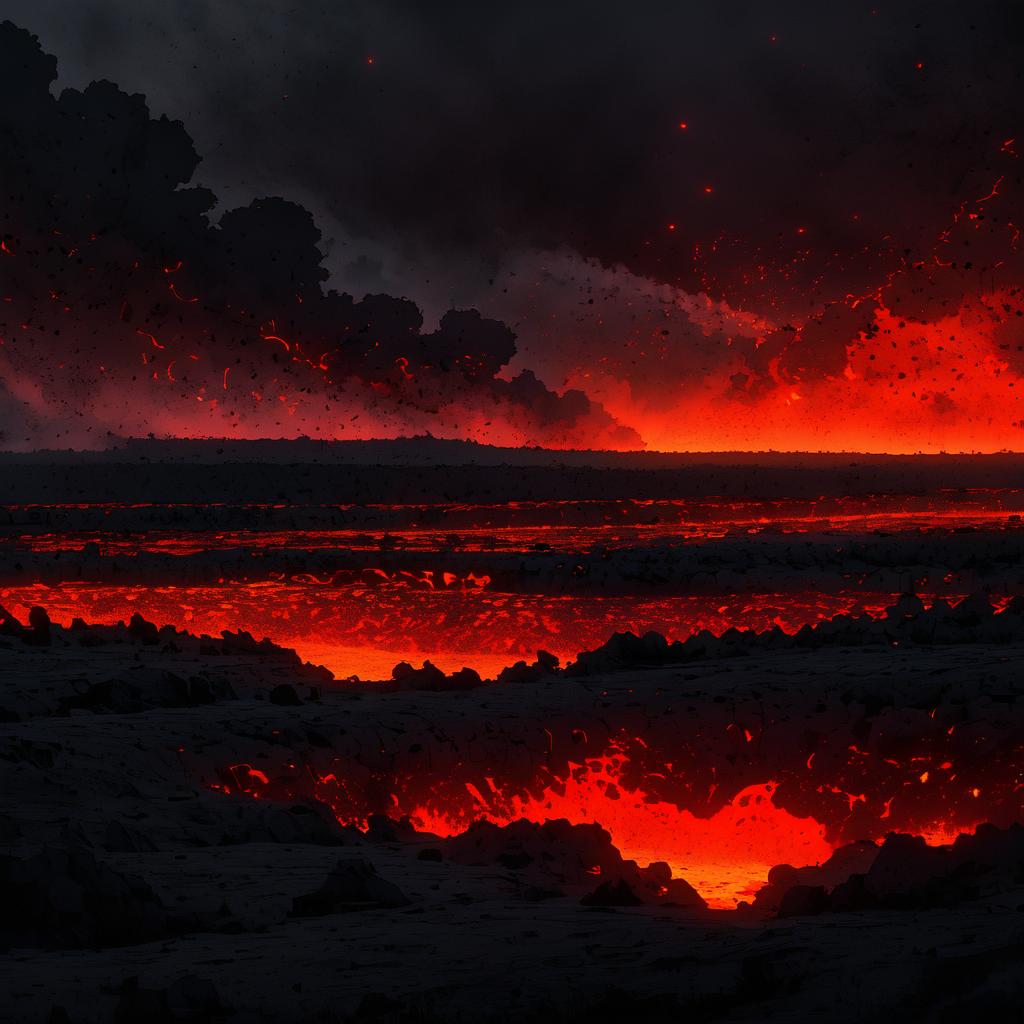 Eerie Lava Flow Landscape at Dusk