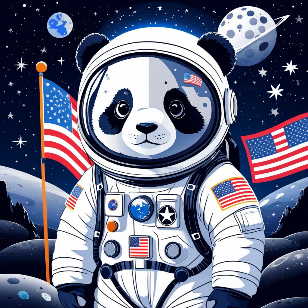 Panda Astronaut Exploring Distant Planets