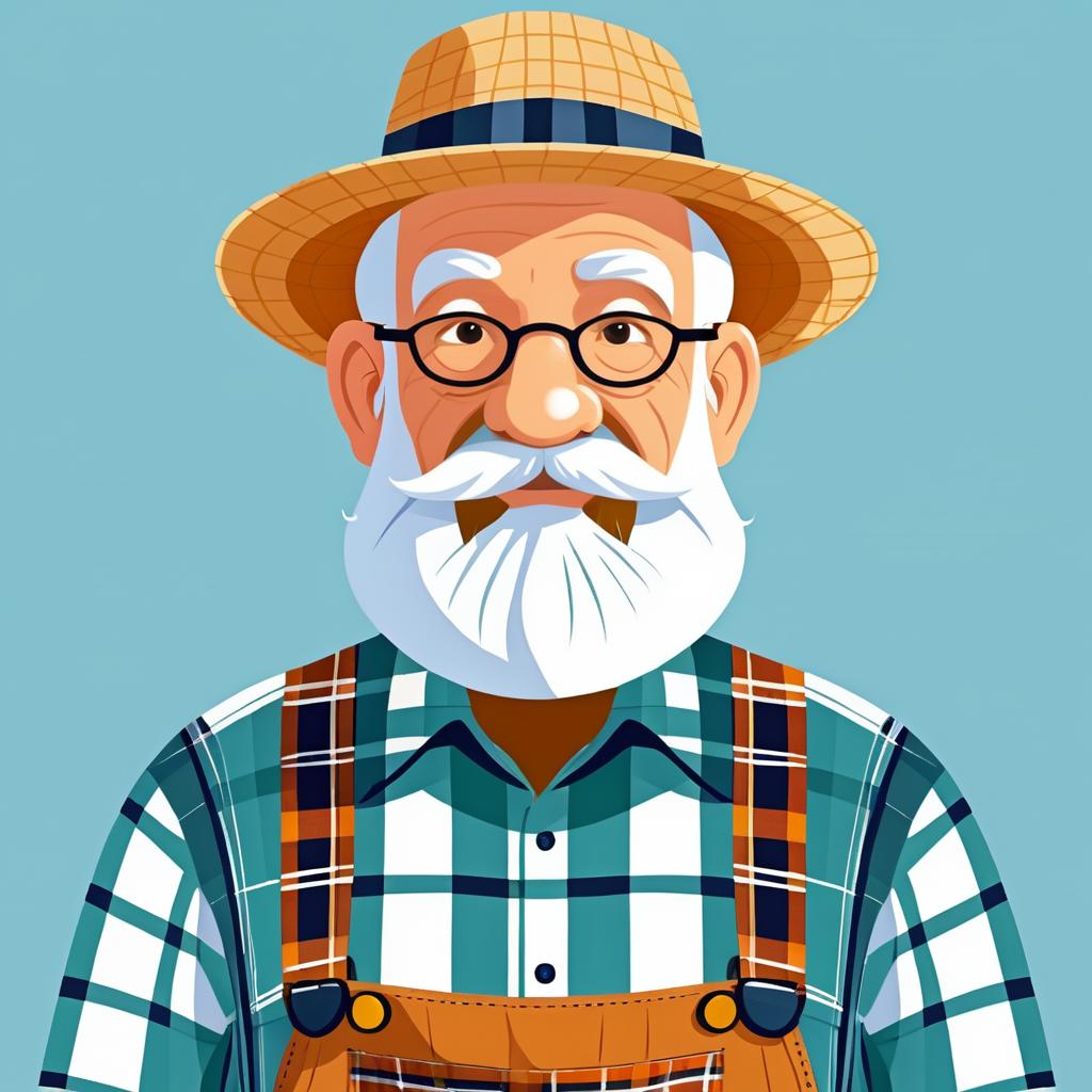 Charming Cartoon of a Bearded Grandpa