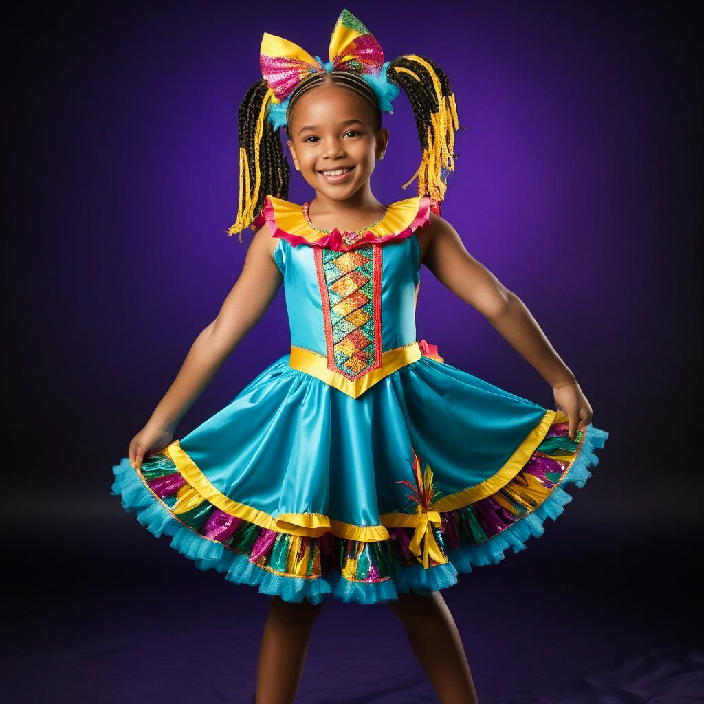 Excited Girl in Caribbean Carnival Costume