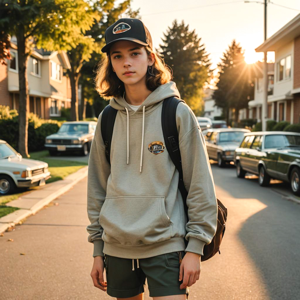 Retro Sporty Teen in Golden Hour