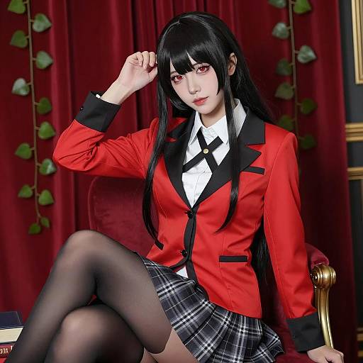 Elegant Cosplay Portrait with Red Accents