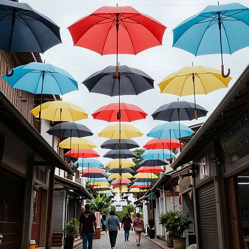 Vibrant Umbrella Canopy Over Street