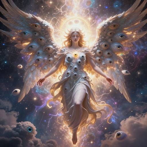 Biblically Accurate Angel with Cosmic Aura