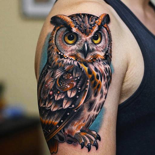 Realistic Owl Shoulder Tattoo