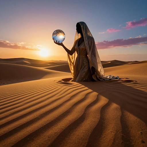 Surreal Desert Dreamscape with Ethereal Figure