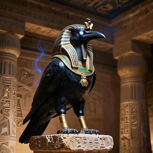 Egyptian Raven God with Glowing Eyes