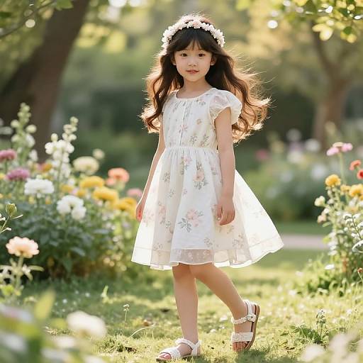 Serene Girl in Sunlit Garden