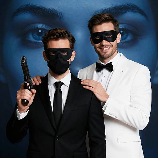 Dramatic Duality: Masked Figures in Focus