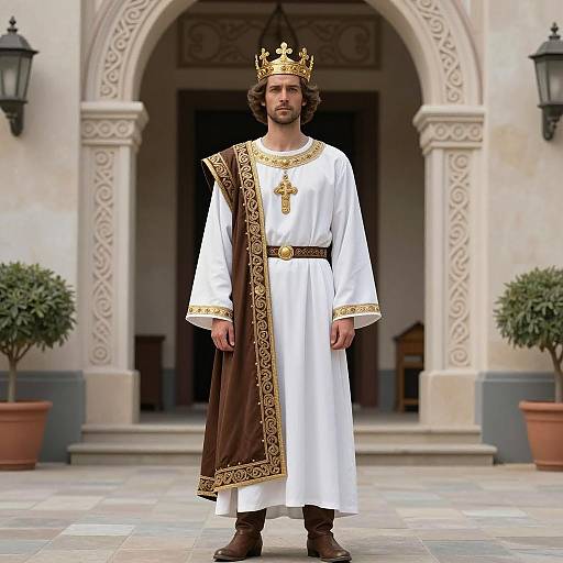 Man in Byzantine Royal Costume with Gold Crown