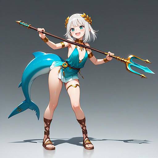Anime Girl with Trident and Shark Tail