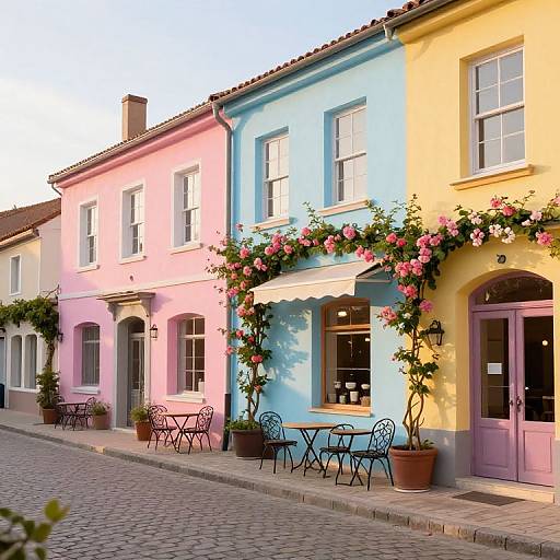 Pastel European Street Café Scene