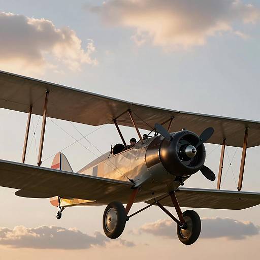 Vintage Pilot in Sunset Biplane