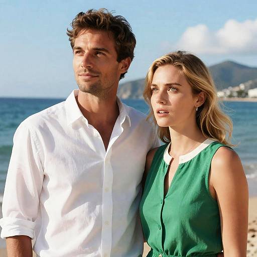 Couple by the Sea with Mountain View