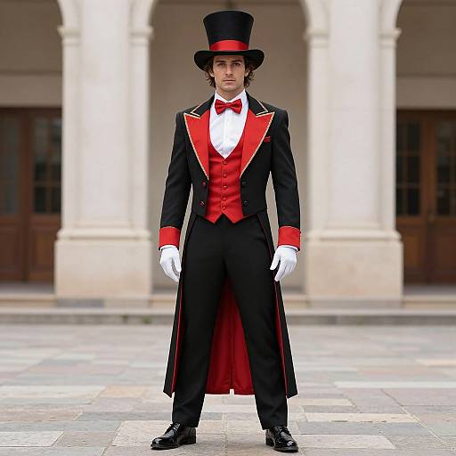 Magician in Black and Red Costume
