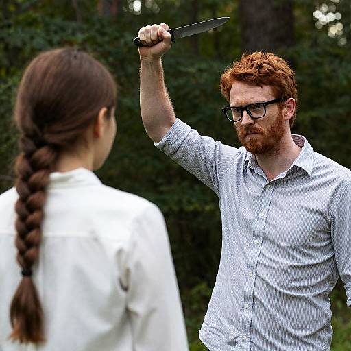 Intense Confrontation in a Forest Setting