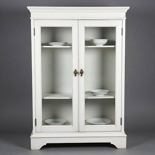 Antique Hungarian White China Cabinet