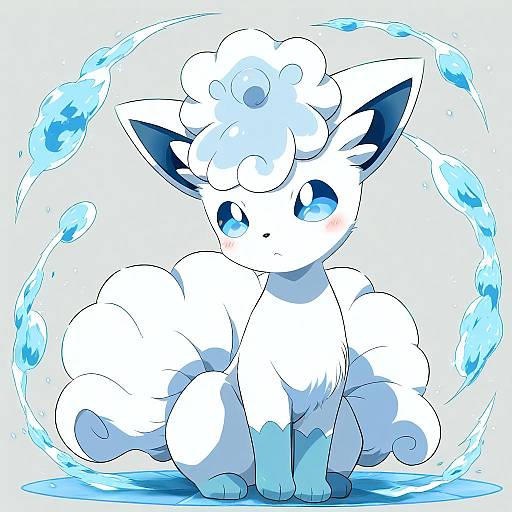 Illustration of Alolan vulpix, pokemon in the style of Eggman (pixiv28975023)