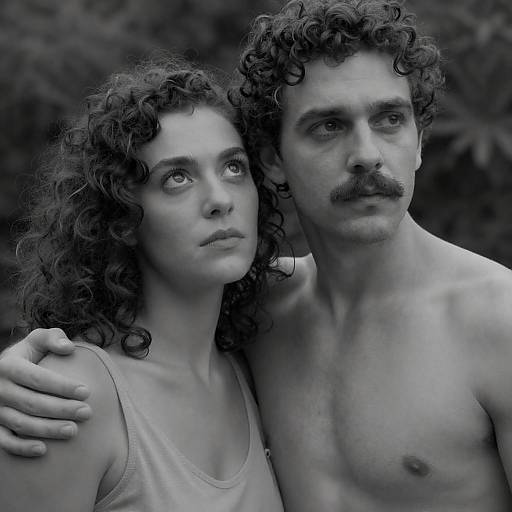 Black-and-White Couple Close-Up Portrait