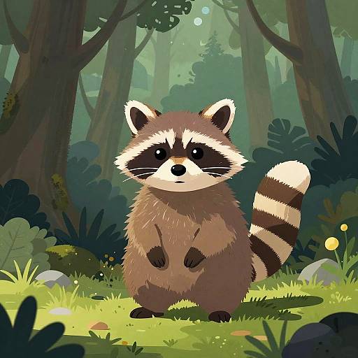 Maximalist Otherworldly Forest Raccoon