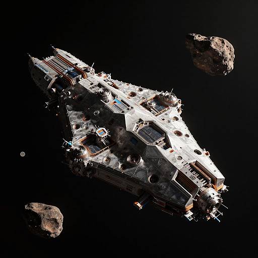 Asymmetrical Spaceships in Asteroid Belt