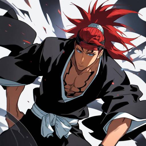 Illustration of Abarai renji, bleach in the style of Sagami jon