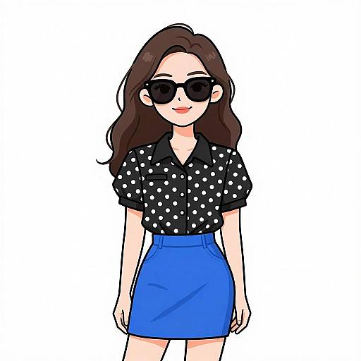 Chic Woman in Polka Dot Blouse