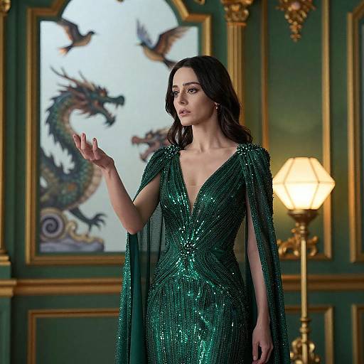 Enchanting Scene of a Woman in Green