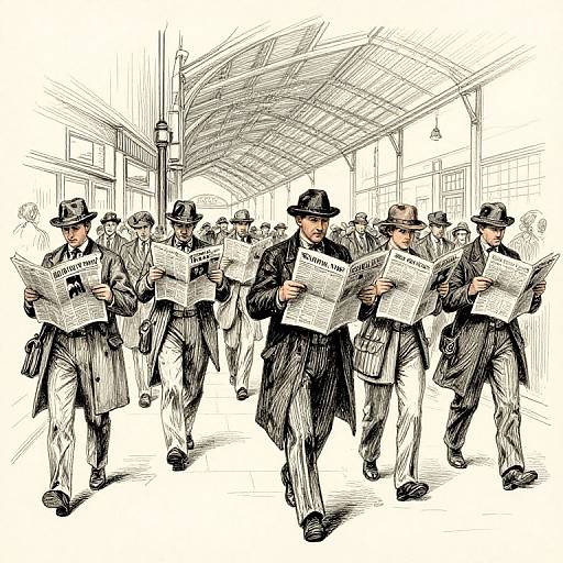 Victorian Era Crowd Sketch Illustration