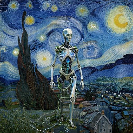 Digital artwork merging Van Gogh's 