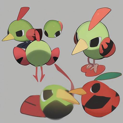 Illustration of Natu, pokemon in the style of Kokaki mumose