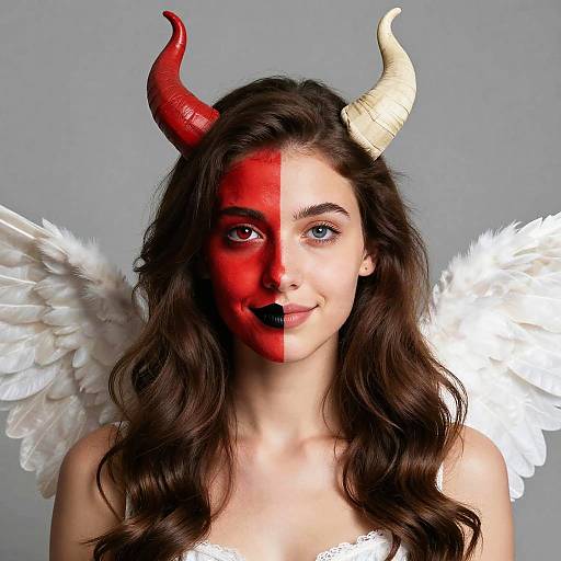 Dual-Horned Woman with Painted Face
