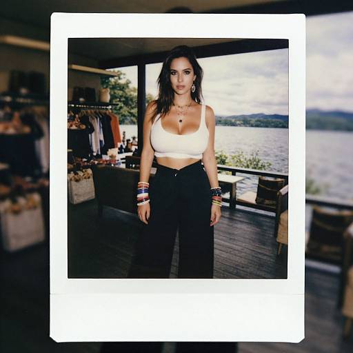 Bohemian Chic Woman at Lakeside Retreat