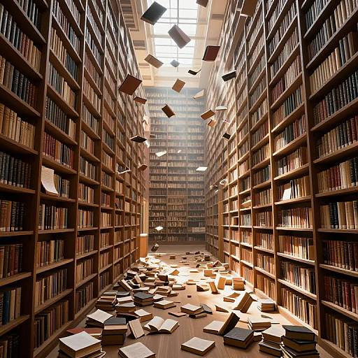 Surreal Floating Books in Ethereal Library