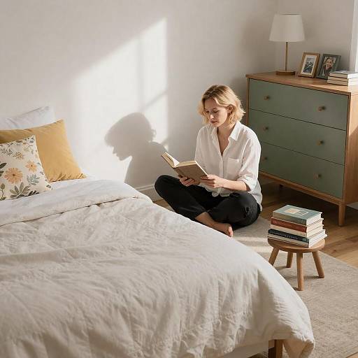 Cozy Bedroom Reading Scene