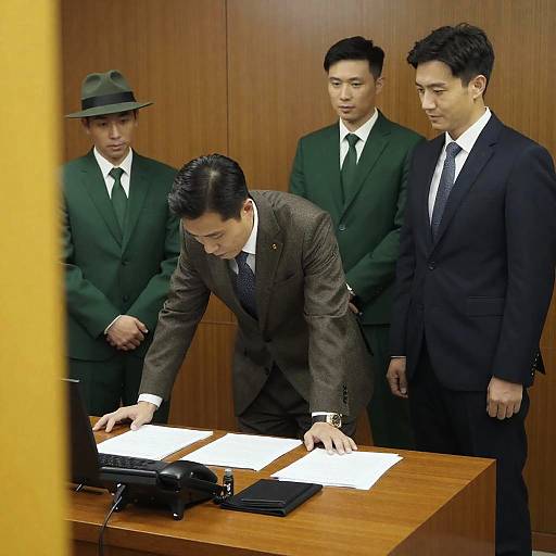 Men in a Wooden Office Setting