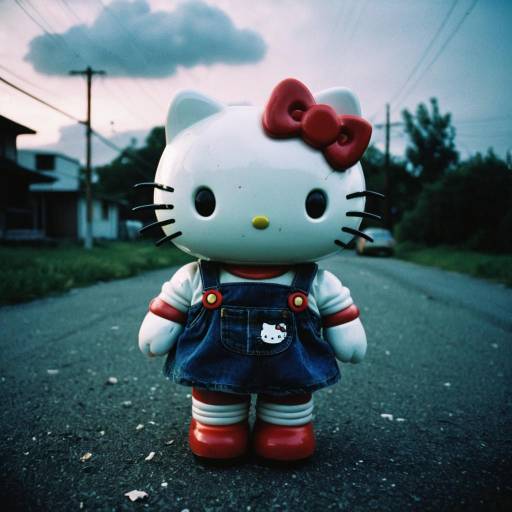 Demonic Hello Kitty in 1980s Horror Style