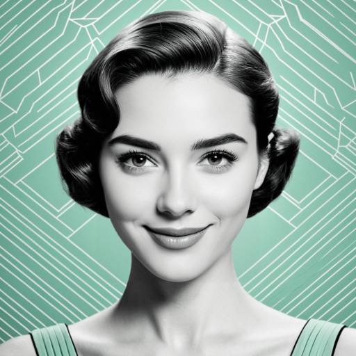Vintage Style Portrait of Serene Woman with Art Deco Background