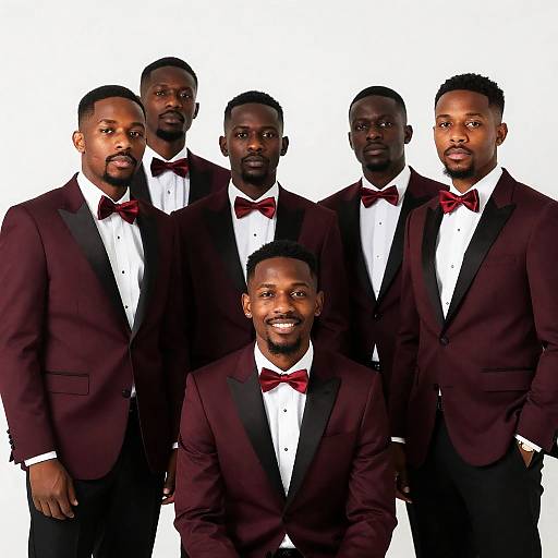 Stylish Group of Black Men in Tuxedos