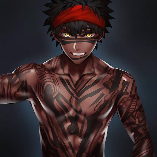 Illustration of Angra mainyu (fate), fate (series) in the style of Sgk