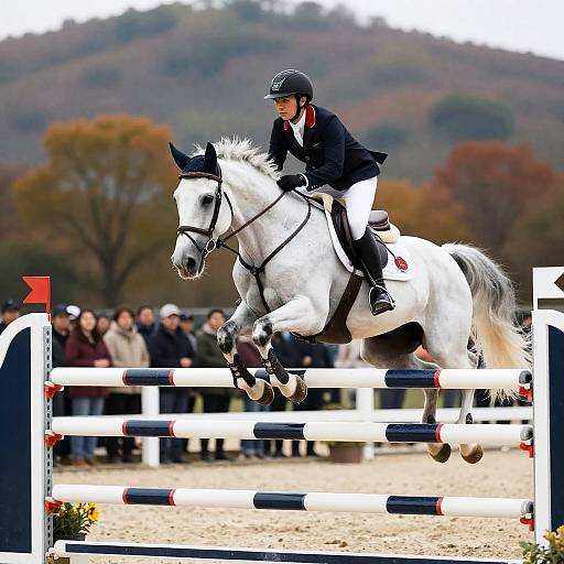 Exciting Equestrian Jumping Event Scene