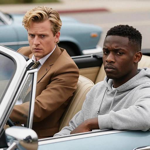 Vintage Convertible Ride with Two Men