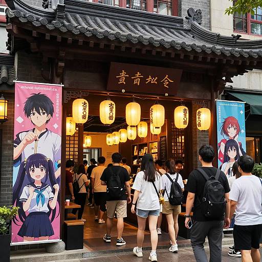 Anime Cafe Atlanta Bustling Entrance