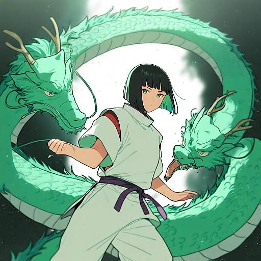 Illustration of Haku (sen to chihiro no kamikakushi), sen to chihiro no kamikakushi in the style of Bowwow (hamju94)