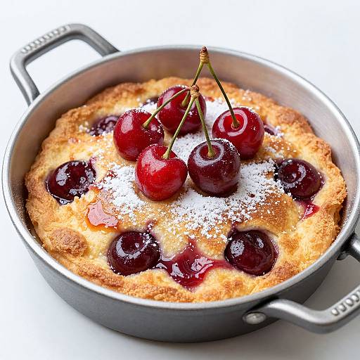 Golden Cherry Clafoutis with Powdered Sugar